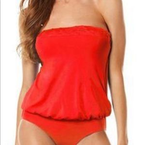Jantzen Maillot Blouson Bandeau One Piece Sz 10